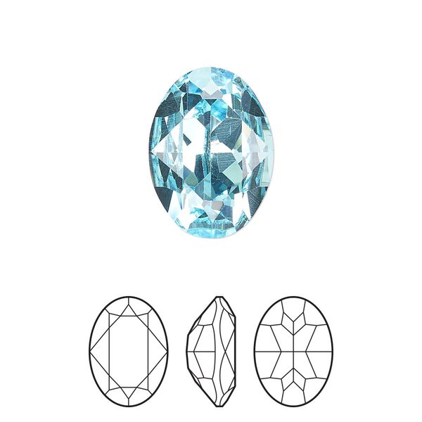 Fancy stone 1pk aqua bohemica foil back, Preciosa MAXIMA Czech crystal rhinestone 18x13mm oval image number 0