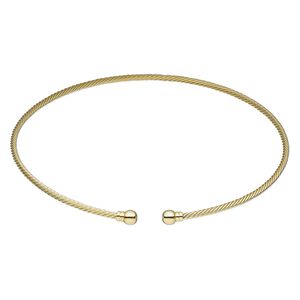 Neckwire, gold-plated brass, 3.5mm rigid twisted wire, 18 inches with 8mm threaded ball end. Sold individually.