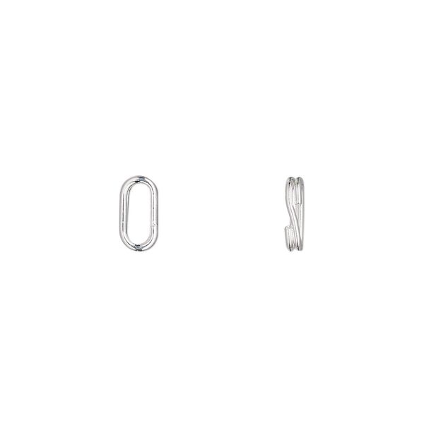 Split ring, silver-plated steel, 8x4mm oval with 6x2mm hole. Sold per pkg of 100. image number 0