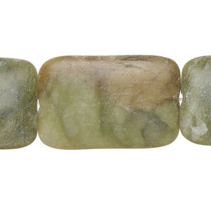 Serpentine 1pkg1, puffed rectangle bead natural, 14 inch 30x20mm