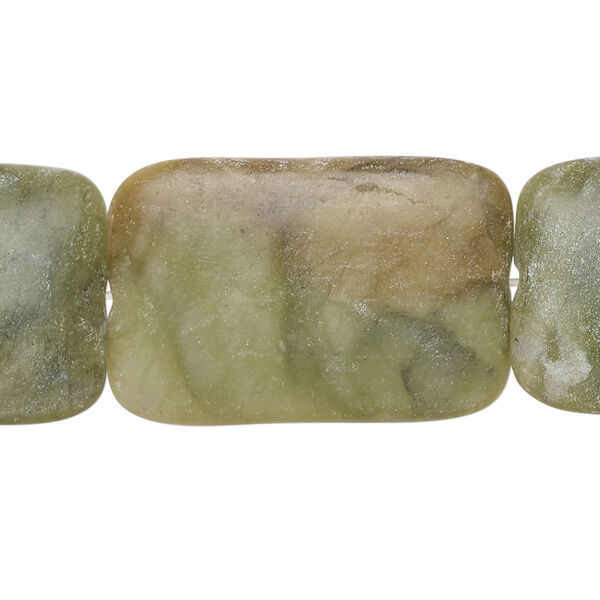 Serpentine 1pkg1, puffed rectangle bead natural, 14 inch 30x20mm image number 0