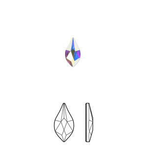 Flat back 48pk crystal AB foil back, Crystal Passions® 7.5x4mm flame 2205