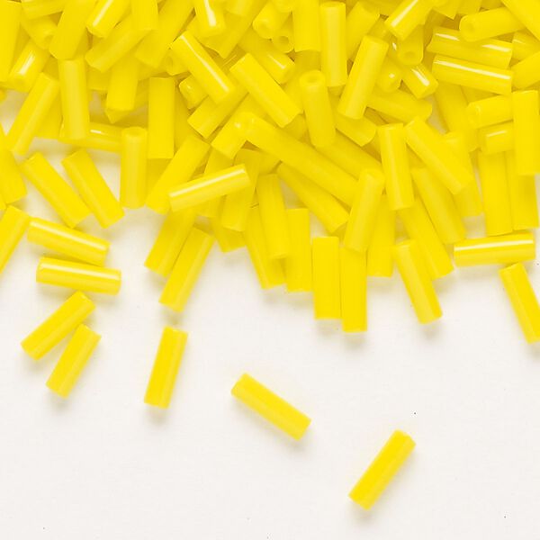 Bead, Preciosa Ornela Czech glass, bugle bead, pkg/50g, #3, opaque lemon yellow, (83110). image number 0
