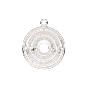 Drop, JBB Findings, sterling silver, 21mm single-sided round 2mm wide channel and SS39 rivoli bezel setting, 2 holes. Sold individually.