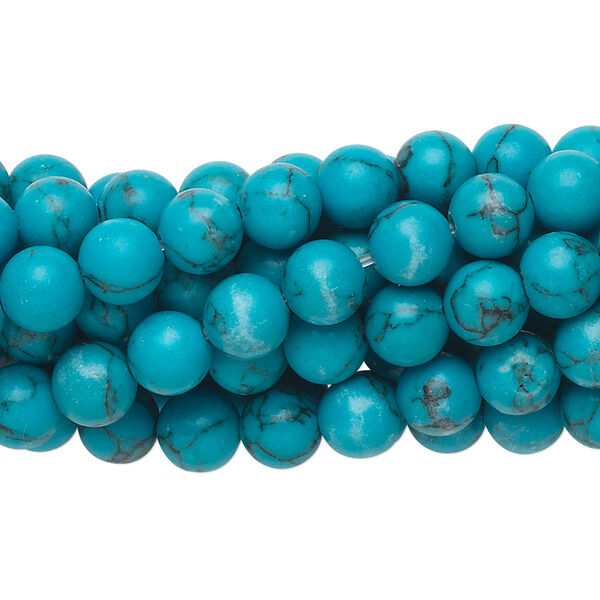 Bead, "turquoise" (resin) (imitation), 6mm round. Sold per pkg of (10) 15-1/2" to 16" strands. image number 0