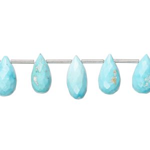Imperial crown turquoise 1pkg18, hand-cut top-drilled faceted teardrop bead natural 9x5mm-13x8mm