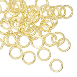 Jump ring, brass, 8mm hand-cut round diamond wire, 5.2mm inside diameter, 16 gauge. Sold per pkg of 50.