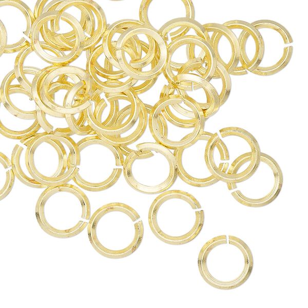 Jump ring, brass, 8mm hand-cut round diamond wire, 5.2mm inside diameter, 16 gauge. Sold per pkg of 50. image number 0