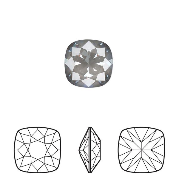 Fancy stone 1pk crystal dark grey ignite LacquerPRO, Crystal Passions® 12mm cushion 4470 image number 0