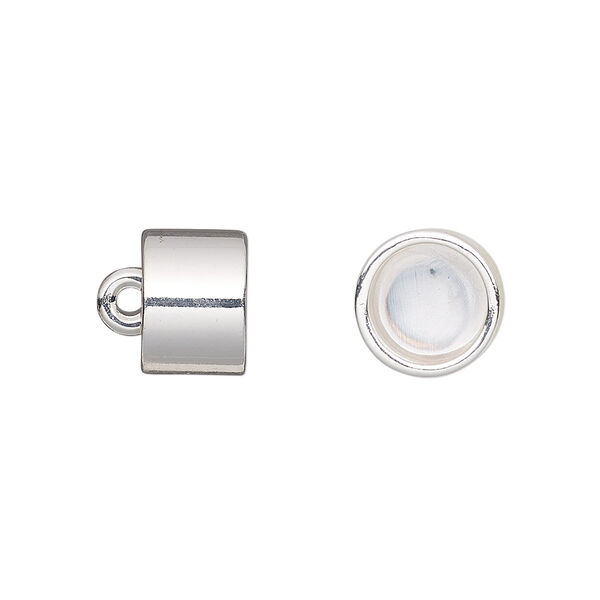 Cord end, glue-in, silver-finished "pewter" (zinc-based alloy), 10.5x8mm barrel, 8mm inside diameter. Sold per pkg of 2. image number 0