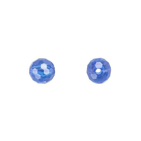 Bead, acrylic, blue, 8mm faceted round. Sold per 100-gram pkg, approximately 330-390 beads. image number 0