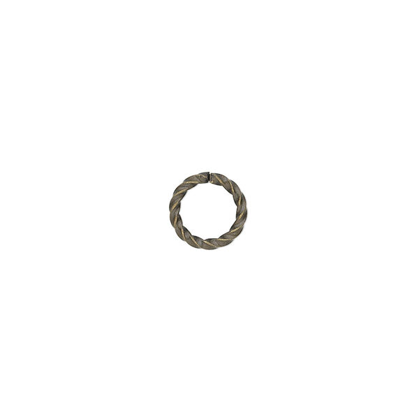 Jump ring, antique gold-plated brass, 8mm twisted round, 5.8mm inside diameter, 16 gauge. Sold per pkg of 500. image number 0