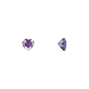 Amethyst 1pkg2, hand-cut faceted heart gem natural 5mm