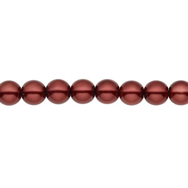 Bead, Czech pearl-coated glass druk, opaque wine, 6mm round. Sold per 15-1/2" to 16" strand. image number 0