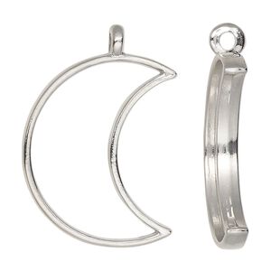 Focal, silver-finished "pewter" (zinc-based alloy), 32x25mm open moon. Sold per pkg of 2.