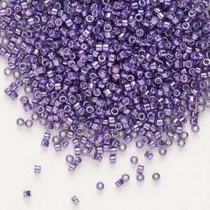 Seed bead, Delica®, glass, pkg/250g, #11 round, opaque galvanized dark lilac (DB-0430).