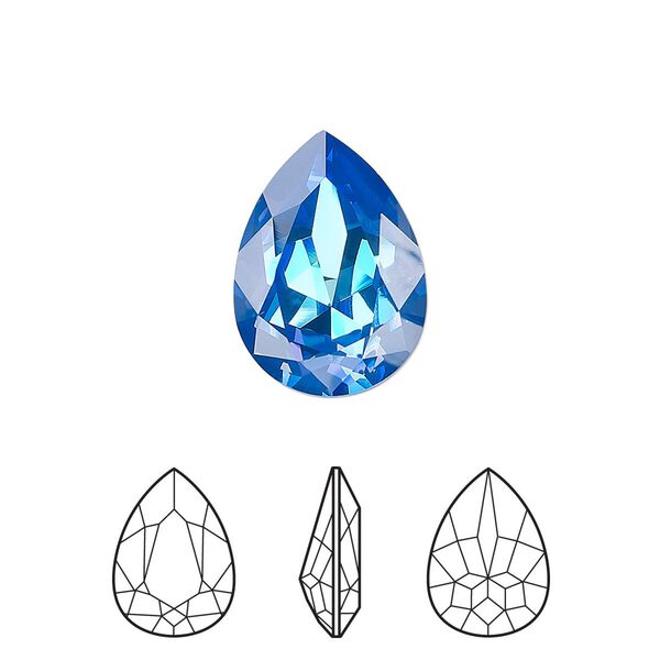 Fancy stone 48pk crystal royal blue DeLite, Swarovski® 18x13mm pear 4320 image number 0
