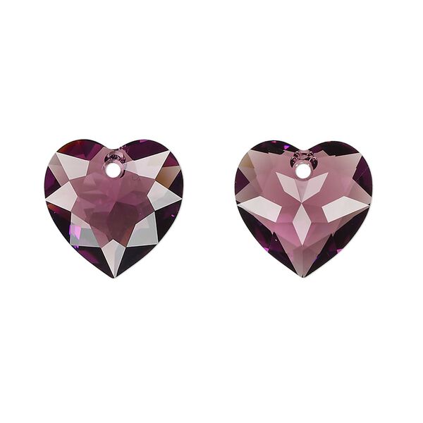 Drop 24pk amethyst, Swarovski® 14.5mm pendant heart cut 6432 image number 0