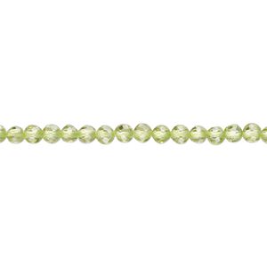 Peridot 1pkg1, faceted round bead natural 15.5-16 inch 3mm