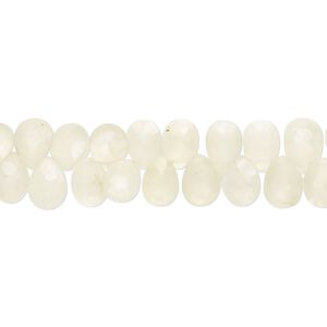Prehnite 1pkg1, matte hand-cut top-drilled faceted puffed teardrop bead natural 7 inch 6x4mm-8x5mm
