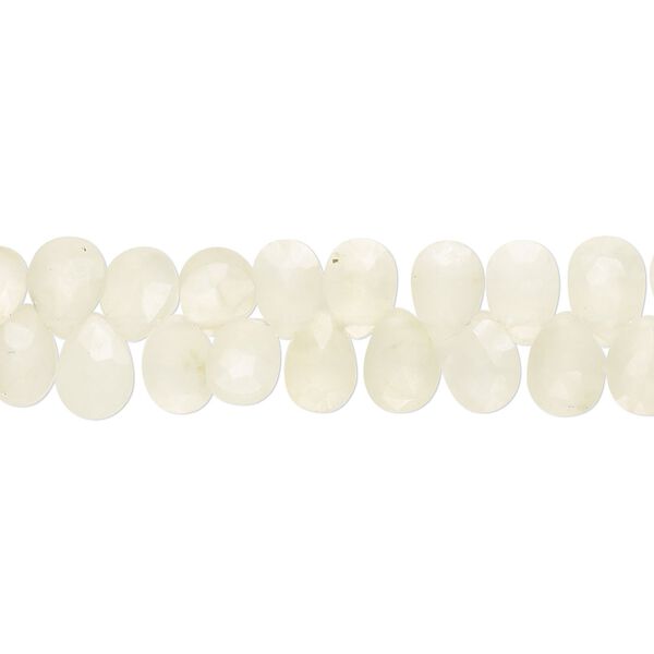 Prehnite 1pkg1, matte hand-cut top-drilled faceted puffed teardrop bead natural 7 inch 6x4mm-8x5mm image number 0