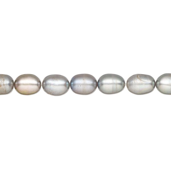 Pearl cultured freshwater 1pk 5-7mm rice C grade, dyed silver peacock 15 inch image number 0