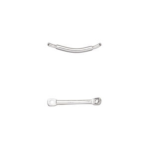 Link, silver-plated brass, 11x2mm curved flat end bar. Sold per pkg of 100.