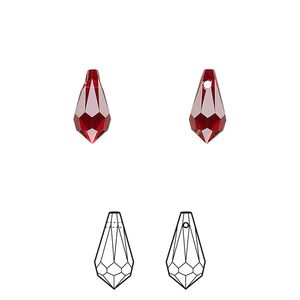 Drop 288pk Siam, Swarovski® 11x5.5mm pendant teardrop 6000
