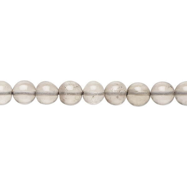 Smoky quartz 1pkg1, hand-cut round bead 14 inch 4-6mm image number 0