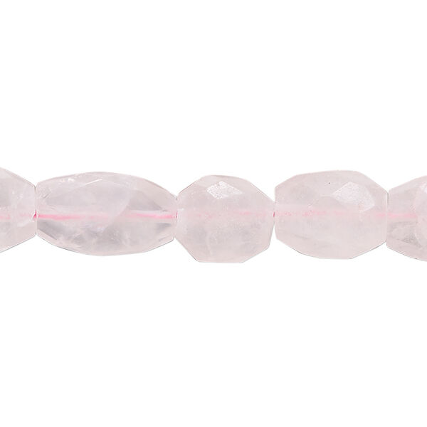 Rose quartz 1pkg1, hand-cut faceted puffed oval bead natural, 13 inch 10x8mm-14x9mm image number 0