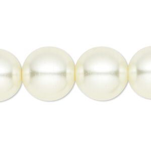 Bead, crystal pearl, ivory, 16mm round. Sold per 15-1/2" to 16" strand, approximately 25 beads.