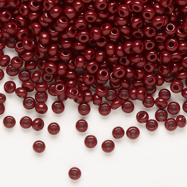 Seed bead, Preciosa Ornela Czech glass, pkg/50g, #8 rocaille, opaque dark red coral, (93300). image number 0