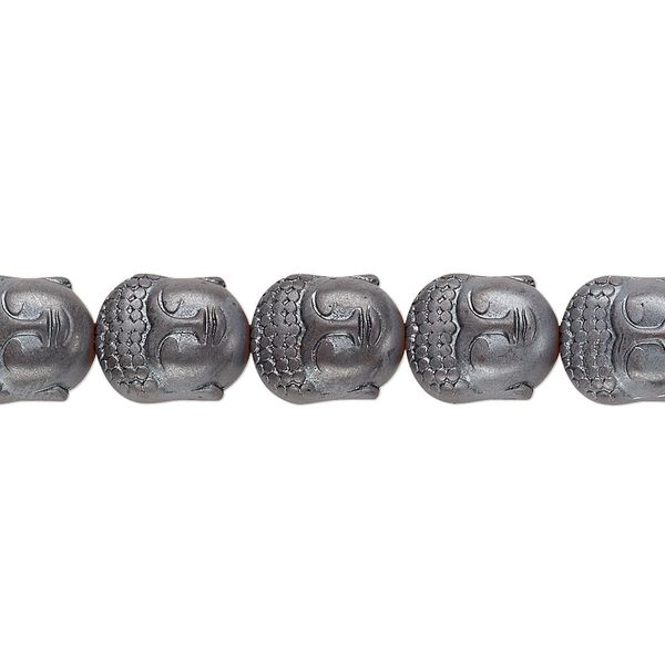 Hemalyke™ 1pkg1, matte Buddha head bead 15.5-16 inch 10x9mm image number 0