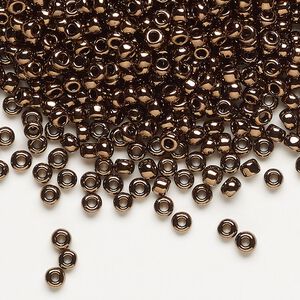 Seed bead, Dyna-Mites™, glass, opaque iris bronze, #8 round. Sold per 1/2 kilogram pkg.