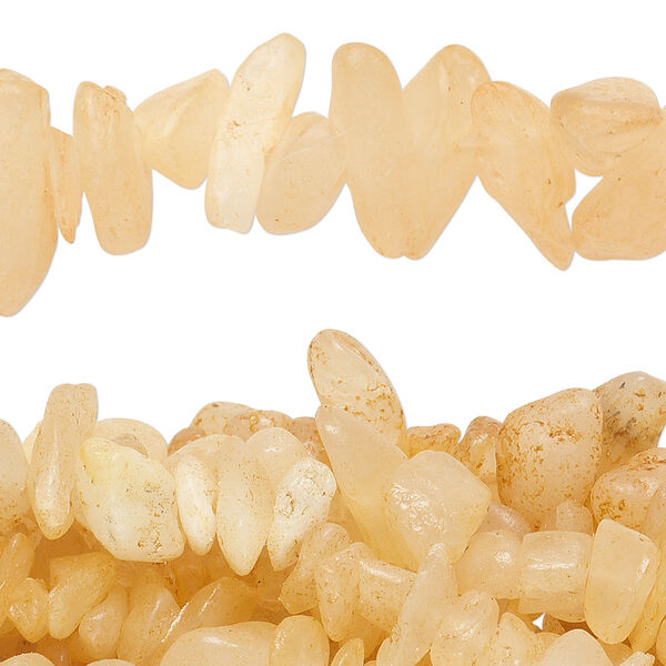 Bead, yellow calcite (stabilized / coated), medium chip, Mohs hardness 3. Sold per pkg of (10) 34-inch strands. image number 0