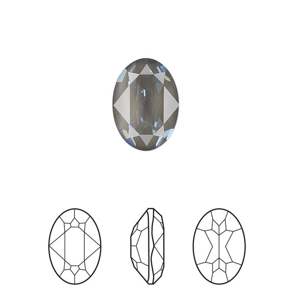 Fancy stone 1pk crystal dark grey ignite LacquerPRO, Crystal Passions® 14x10mm oval 4120 image number 0