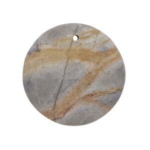 Picasso "jasper" 1pkg2, matte top-drilled puffed flat round focal natural 30mm