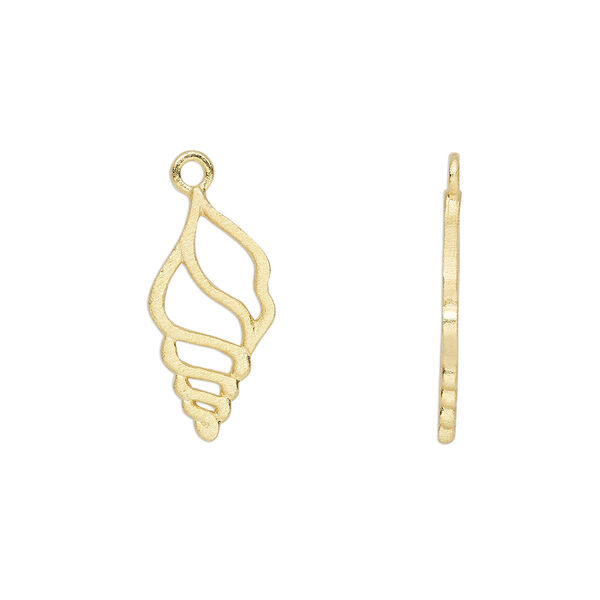 Charm, Amoracast®, "vermeil", 16x8mm two-sided conch shell. Sold individually. image number 0