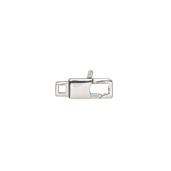 Clasp, lobster claw, stainless steel, 12x5mm rectangle. Sold per pkg of 2. image number 0