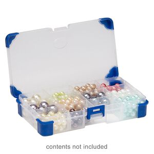 Organizer, acrylic and rubber, clear and blue, 6-1/2 x 3-1/2 x 1-1/4 inch rectangle, 4-12 adjustable compartments. Sold individually.