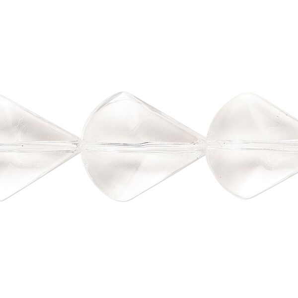 Bead, glass, clear, 19x16mm beveled puffed teardrop. Sold per 14-inch strand. image number 0