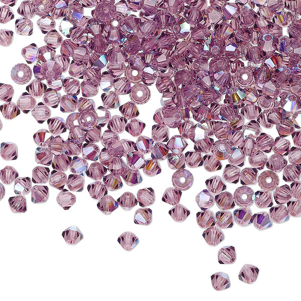 Bead 1440pk amethyst AB, Preciosa Czech crystal 3mm bicone image number 0