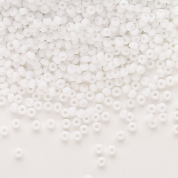 Seed bead, Preciosa Ornela, Czech glass, pkg/50g, opaque matte chalkwhite, #10 rocaille. image number 0