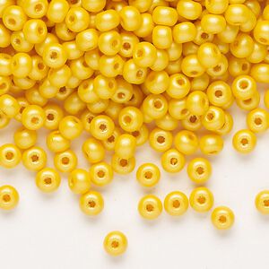 Seed bead, Preciosa Ornela Czech glass, pkg/50g, #6 rocaille, opaque PermaLux dyed dark yellow chalkwhite, (22002).