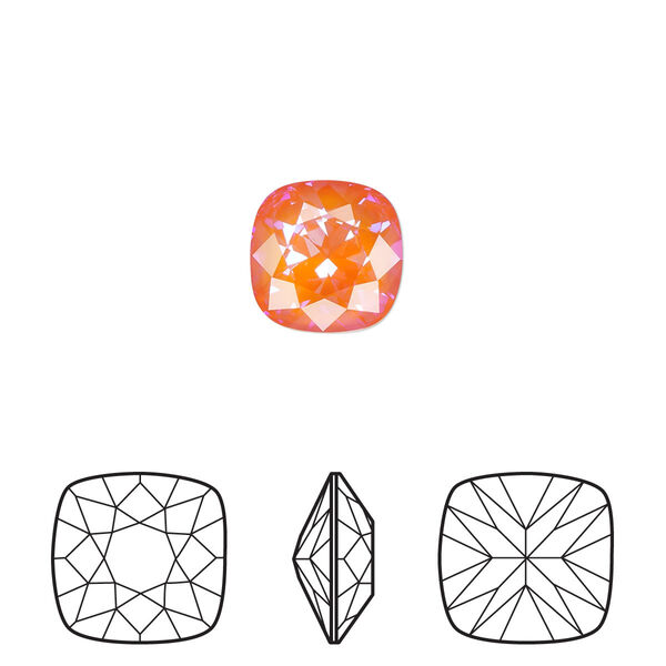 Fancy stone 2pk crystal orange glow DeLite, Crystal Passions® 10mm cushion 4470 image number 0