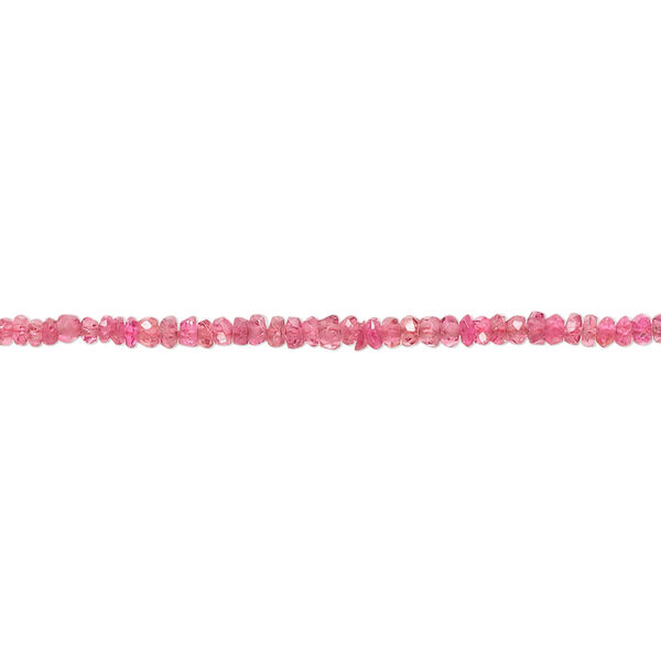 Bead, pink spinel (natural), 2x1mm-3x1mm hand-cut faceted rondelle with 0.4-0.6mm hole, B grade, Mohs hardness 8. Sold per 5-1/2 inch strand. image number 0