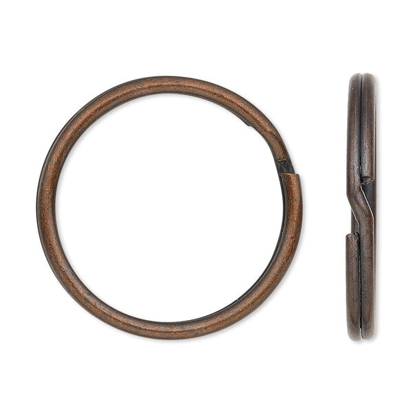 Split ring, antique copper-finished steel, 28mm round with 24mm inside diameter. Sold per pkg of 100. image number 0