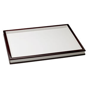 Tray, fiber board and leatherette, white and mahogany, 12-1/2 x 9 x 1 inches. Sold individually.