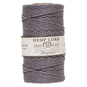Cord, Hemptique®, polished hemp, grey, 1.8mm diameter, 48-pound test. Sold per 205-foot spool.