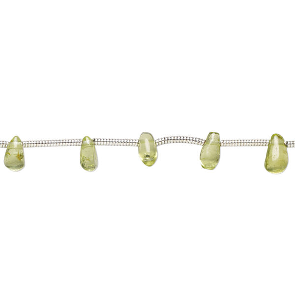 Peridot 1pkg19, hand-cut top-drilled briolette bead natural C+ grade, 5x3mm-8x4mm image number 0